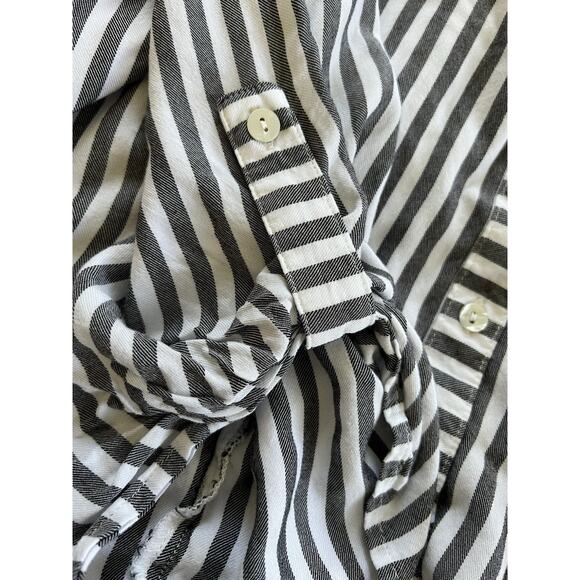 Ruby Rd Women’s 1X Top Striped Long Sleeve Roll Tab Sleeves Button Up - Picture 5 of 10